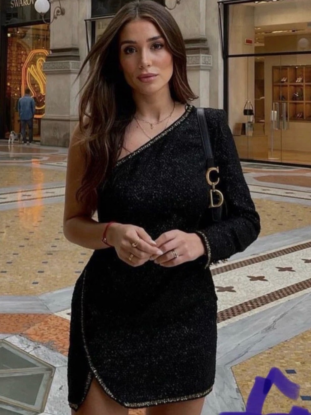 ZARA NEW WOMAN SHORT ASYMMETRIC MINI DRESS SLIT BLACK Ptp 21 L 26